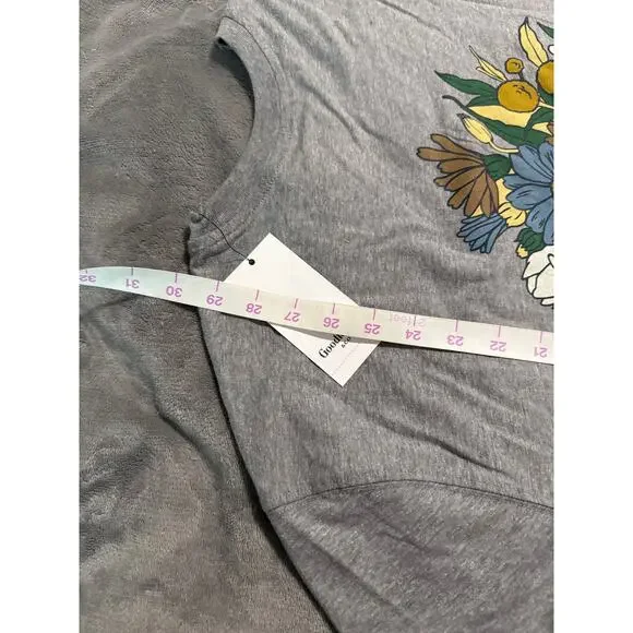 NWT Goodfellow & Co. Size XL Men Tee Shirt Floral Gray Crew Neck Causal Neutral - Picture 9 of 9